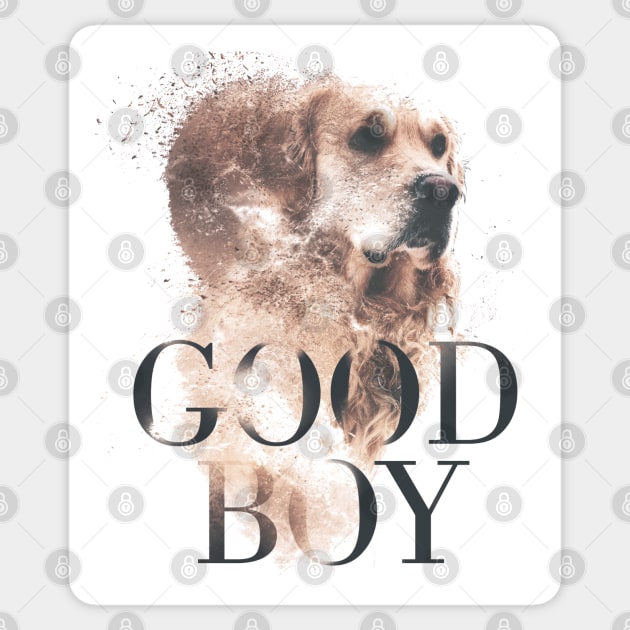 Good Boy Golden Retriever Sticker by MarinasingerDesigns